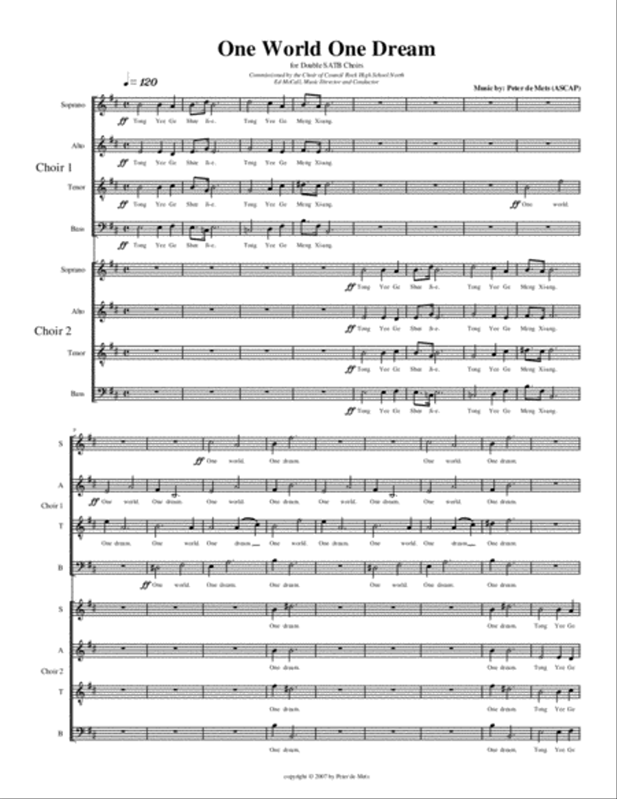 One World One Dream 4-Part scores gallery preview page 1
