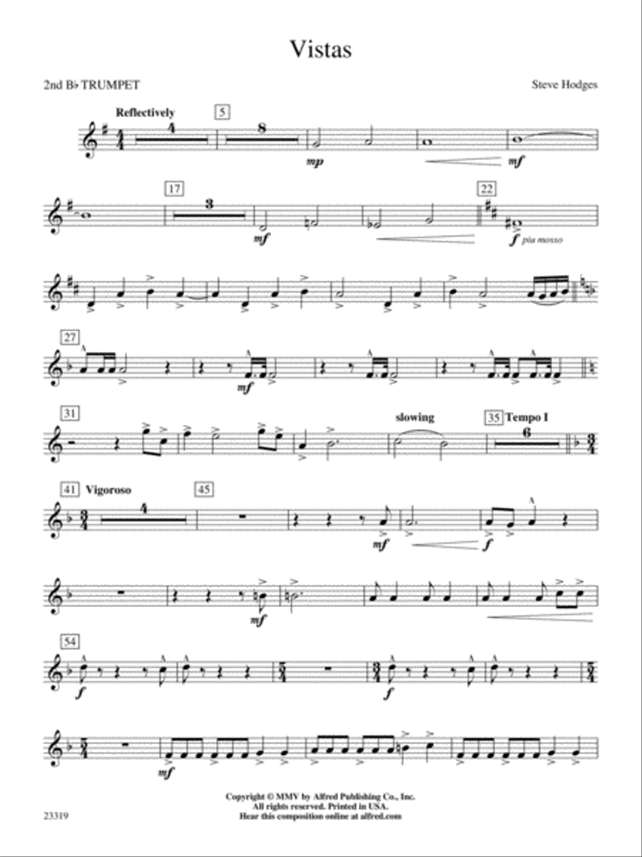 Vistas: 2nd B-flat Trumpet Concert Band scores gallery preview page 1