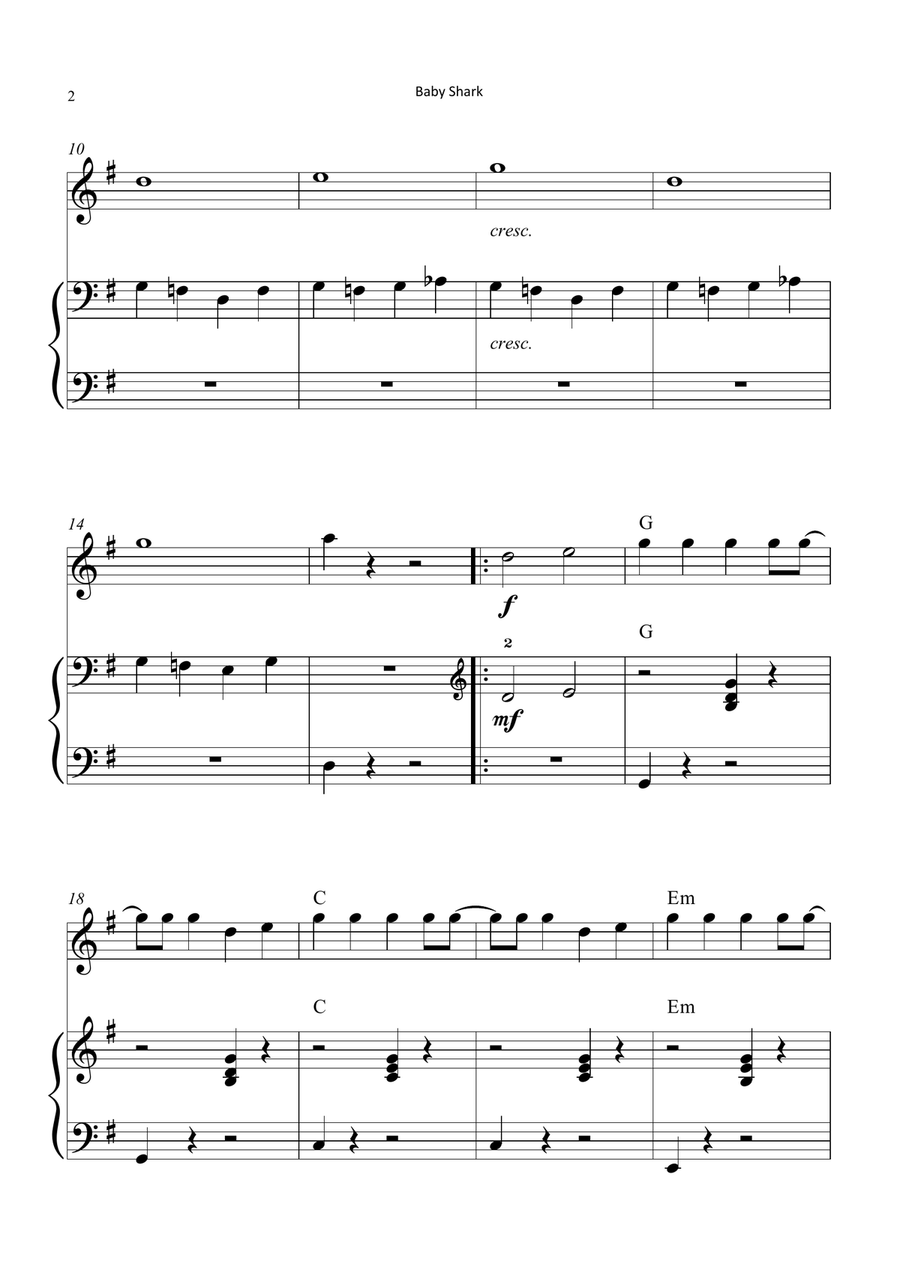 Baby Shark Chamber Music scores gallery preview page 2