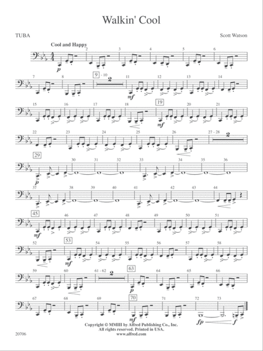 Walkin' Cool: Tuba Walkin' Cool: Tuba Concert Band scores gallery preview page 1