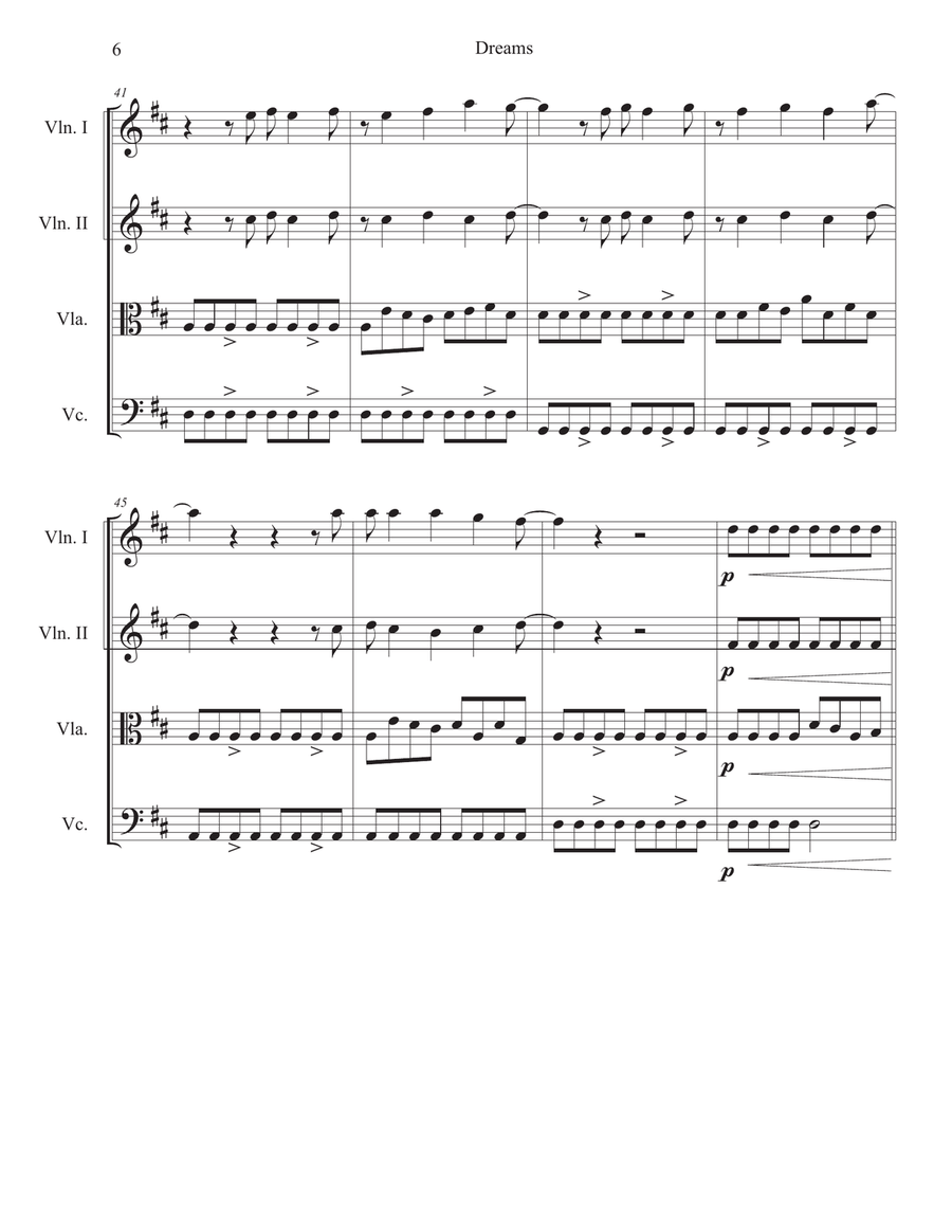 Dreams String Quartet scores gallery preview page 6