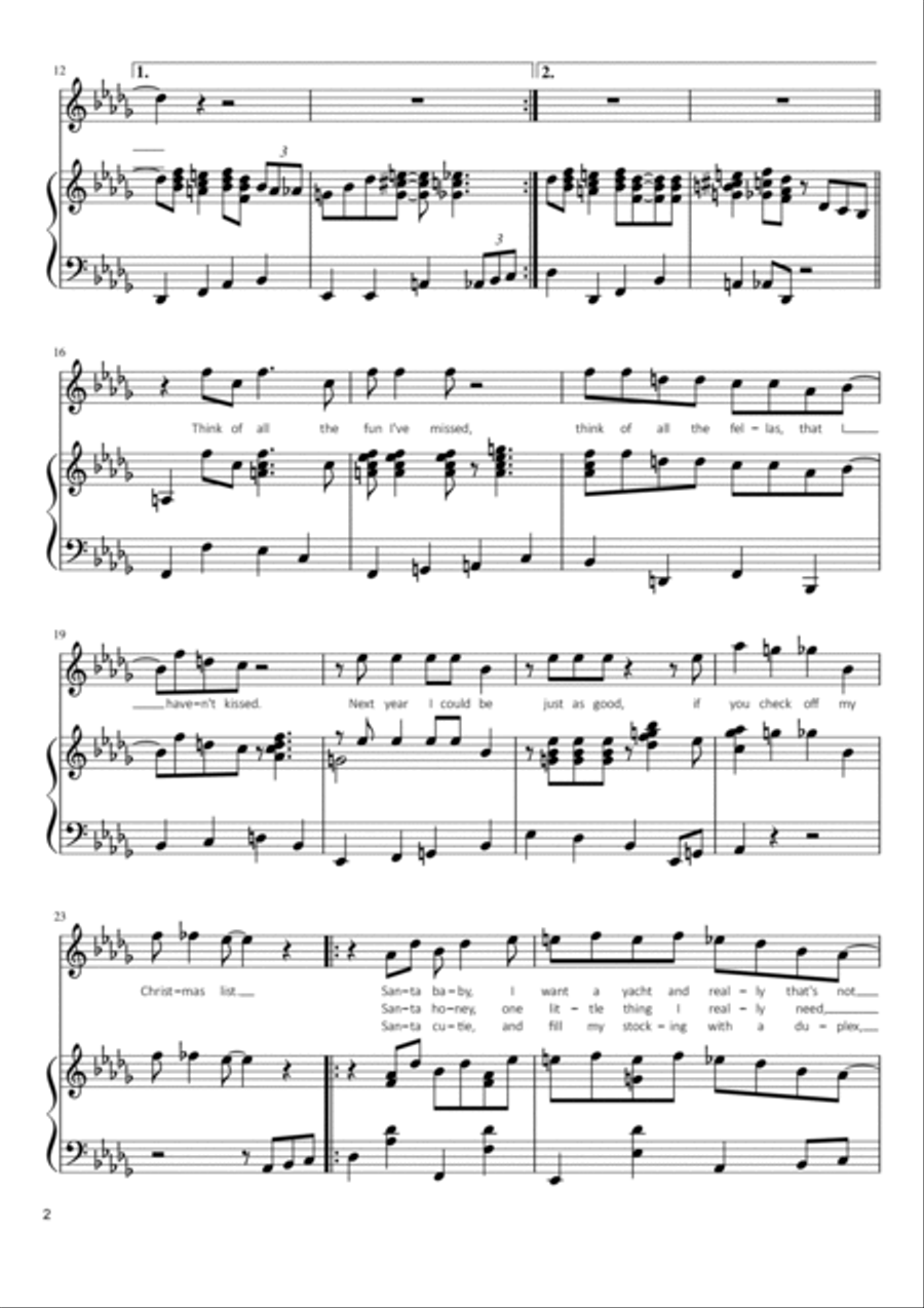 Santa Baby Voice scores gallery preview page 2