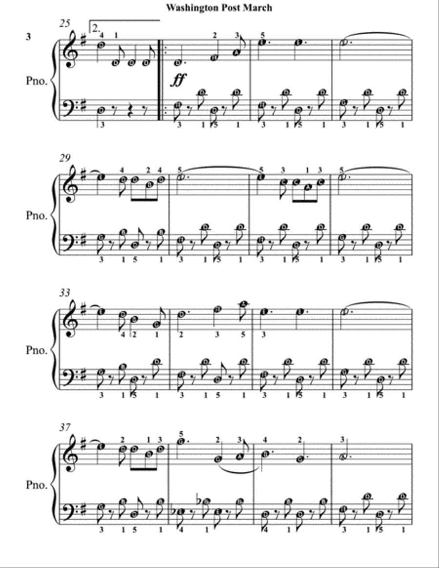 Washington Post March Easy Piano Sheet Music Easy Piano scores gallery preview page 4