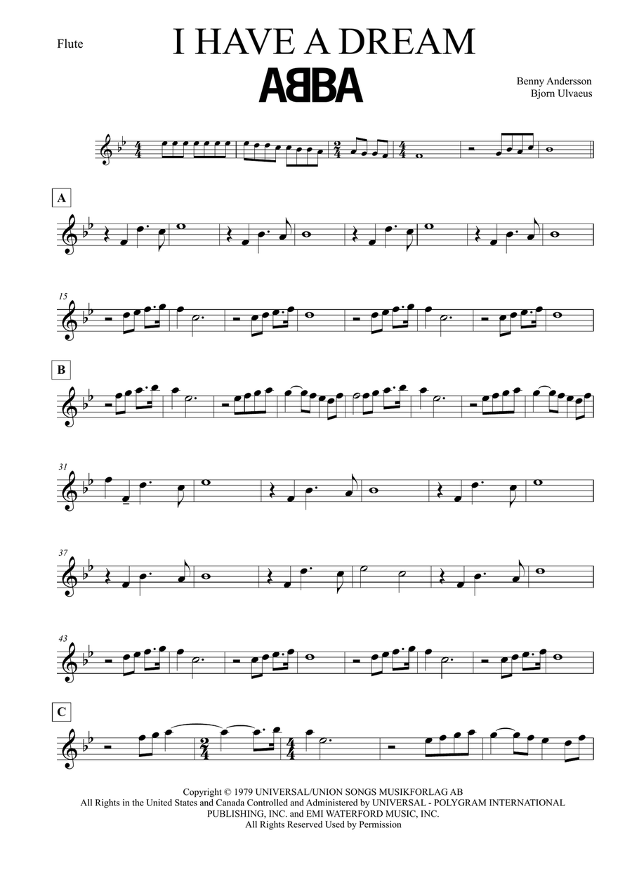 I Have A Dream Flute Solo scores gallery preview page 1