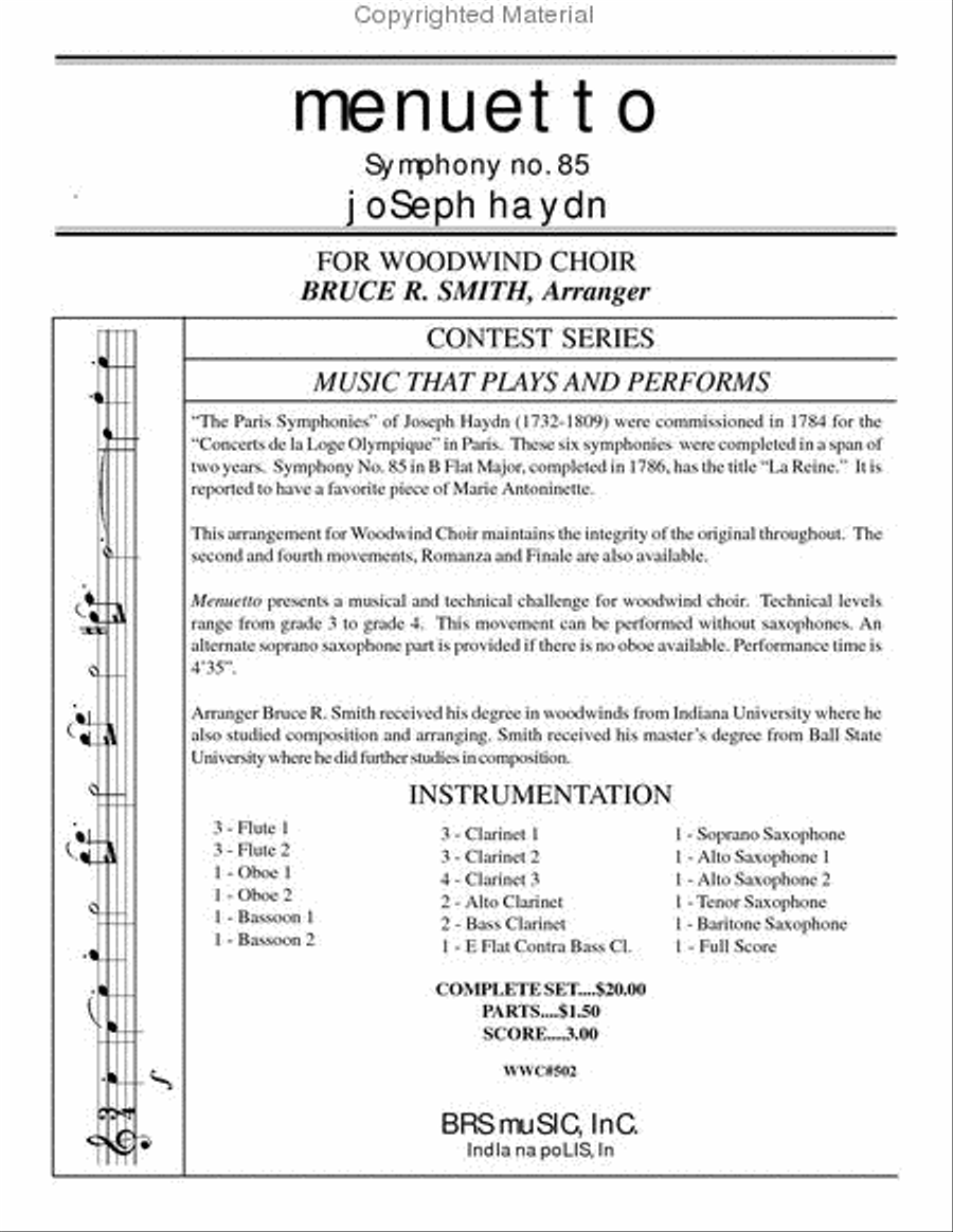 Menuetto, Symphony 85 Concert Band scores gallery preview page 2