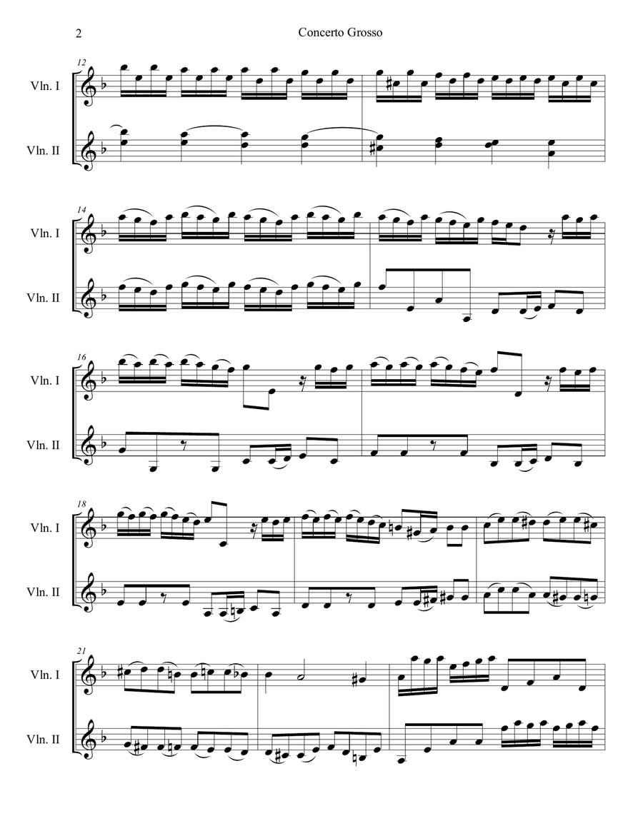 Antonio Vivaldi - Concerto Grosso in d minor RV 565 3rd mvt. arr. for violin duo (score and parts) String Duet scores gallery preview page 2