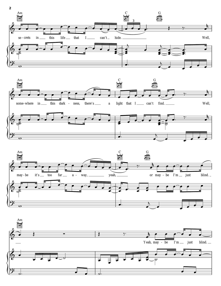 When I'm Gone Piano, Vocal, Guitar scores gallery preview page 2