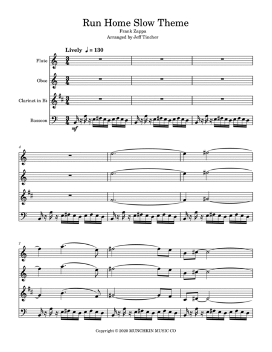 Run Home Slow Theme Run Home Slow Theme Woodwind Quartet scores gallery preview page 2