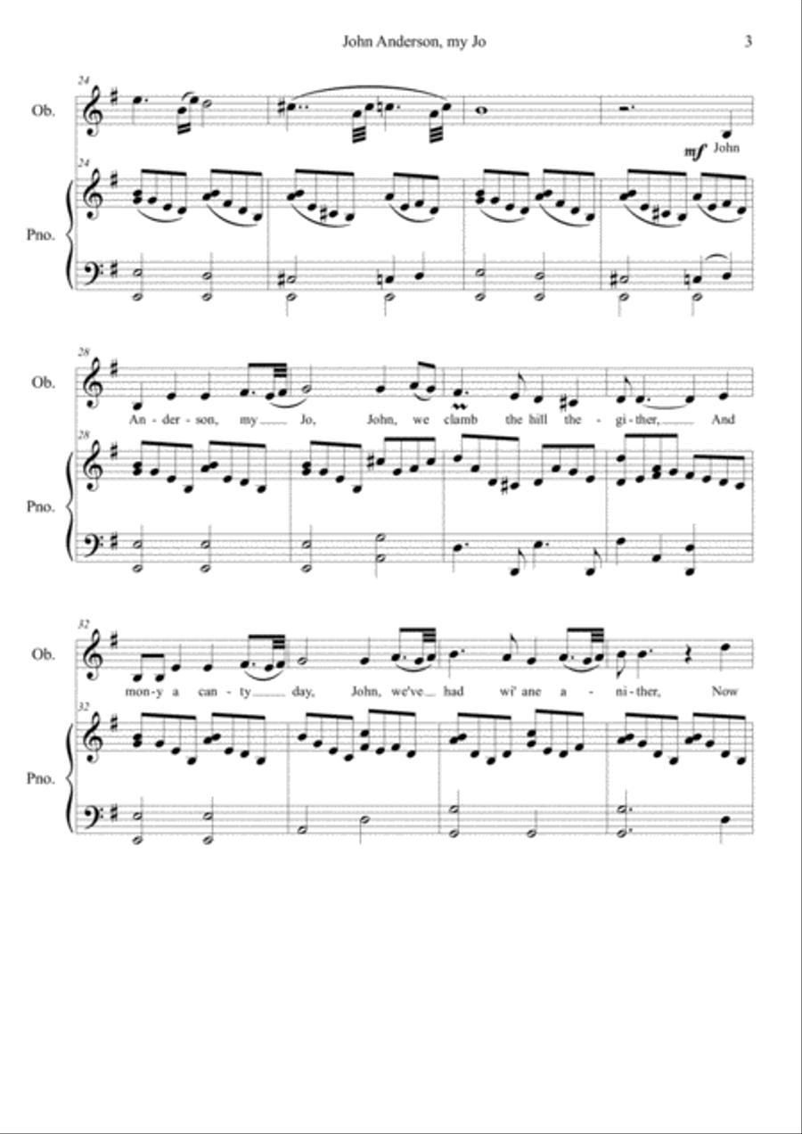 John Anderson my Jo, song by Robert Burns Piano, Vocal, Guitar scores gallery preview page 3