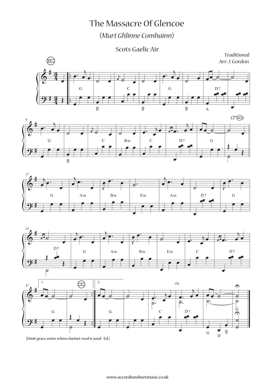 The Massacre Of Glencoe (Murt Ghlinne Comhainn) Accordion scores gallery preview page 1