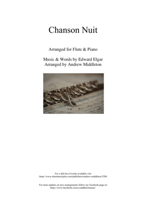 Chanson de nuit Op. 15 arranged for Flute and Piano