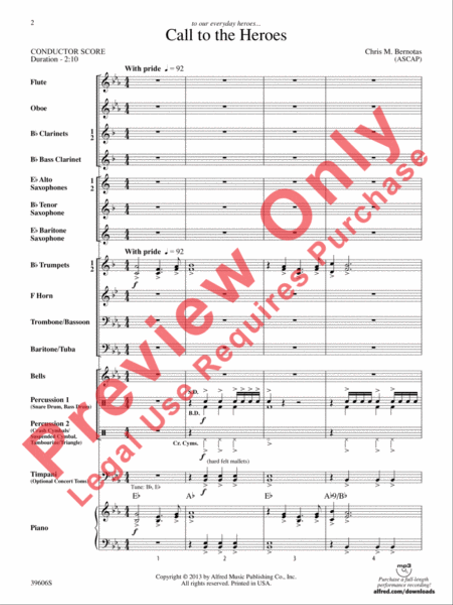 Call to the Heroes Concert Band scores gallery preview page 3