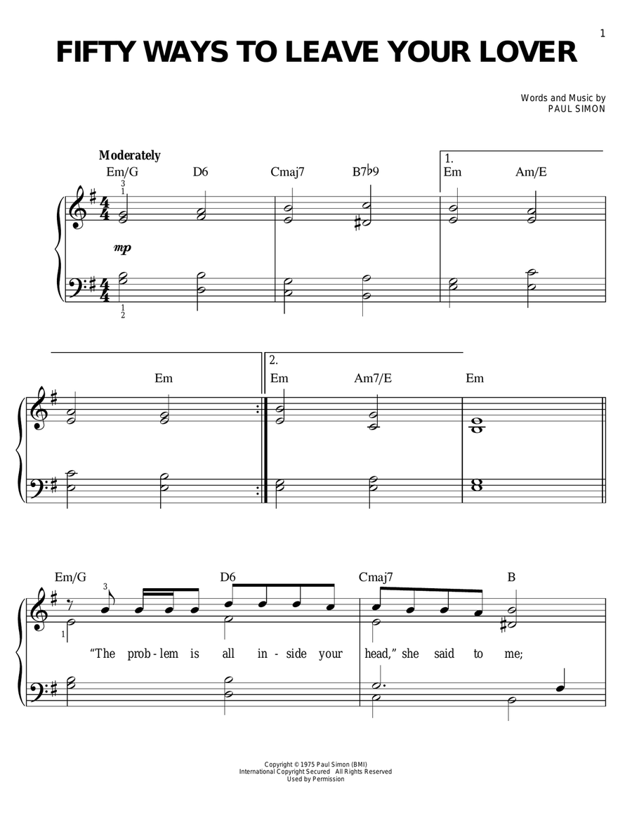 Fifty Ways To Leave Your Lover Voice scores gallery preview page 1