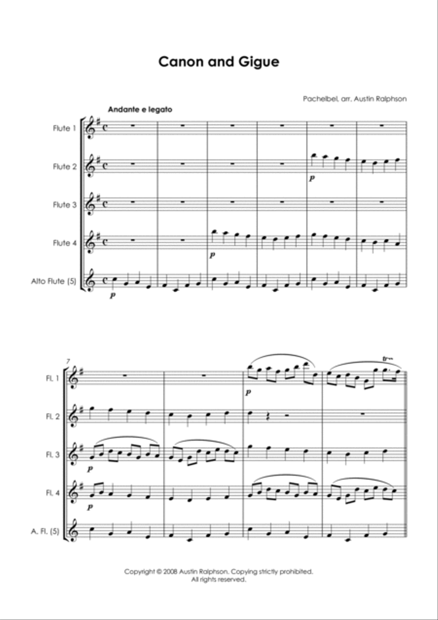 Canon and Gigue - flute quintet Woodwind Quintet scores gallery preview page 3
