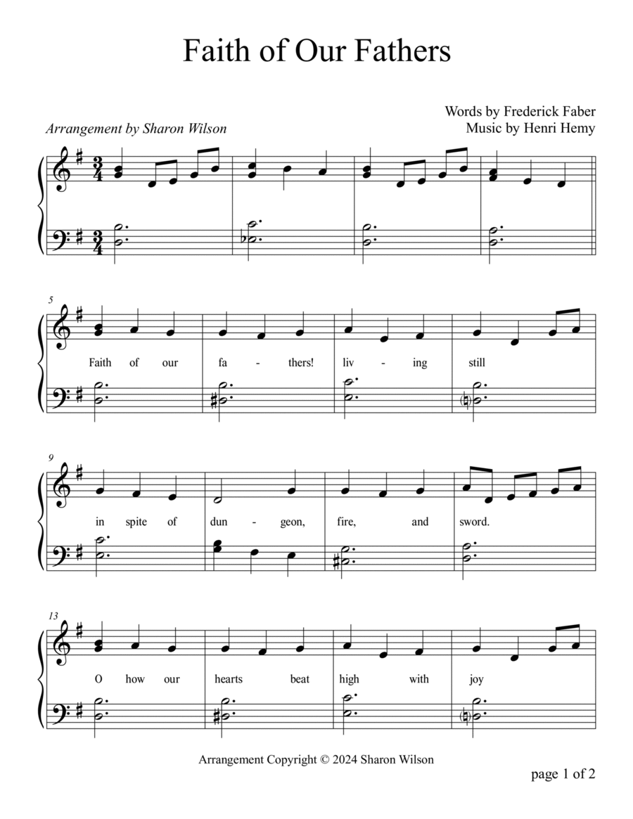 Faith of Our Fathers (Two Octave, Early-Intermediate Piano Solo) image number null