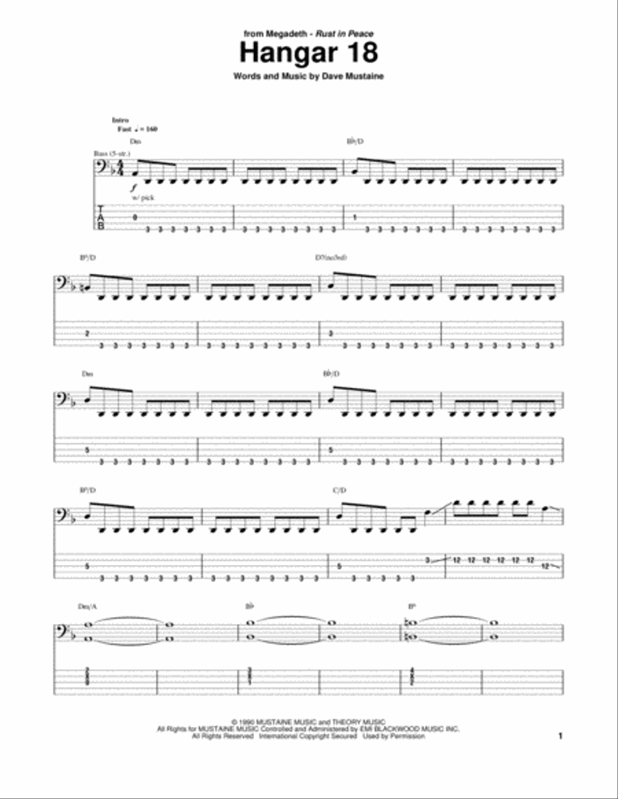 Hangar 18 Guitar Tablature scores gallery preview page 1