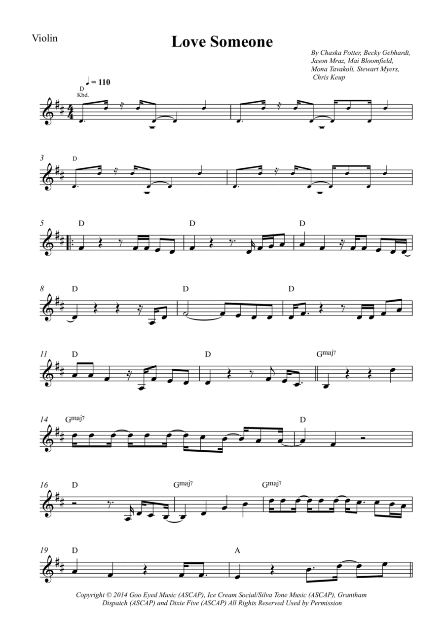 Love Someone Violin Solo scores gallery preview page 1