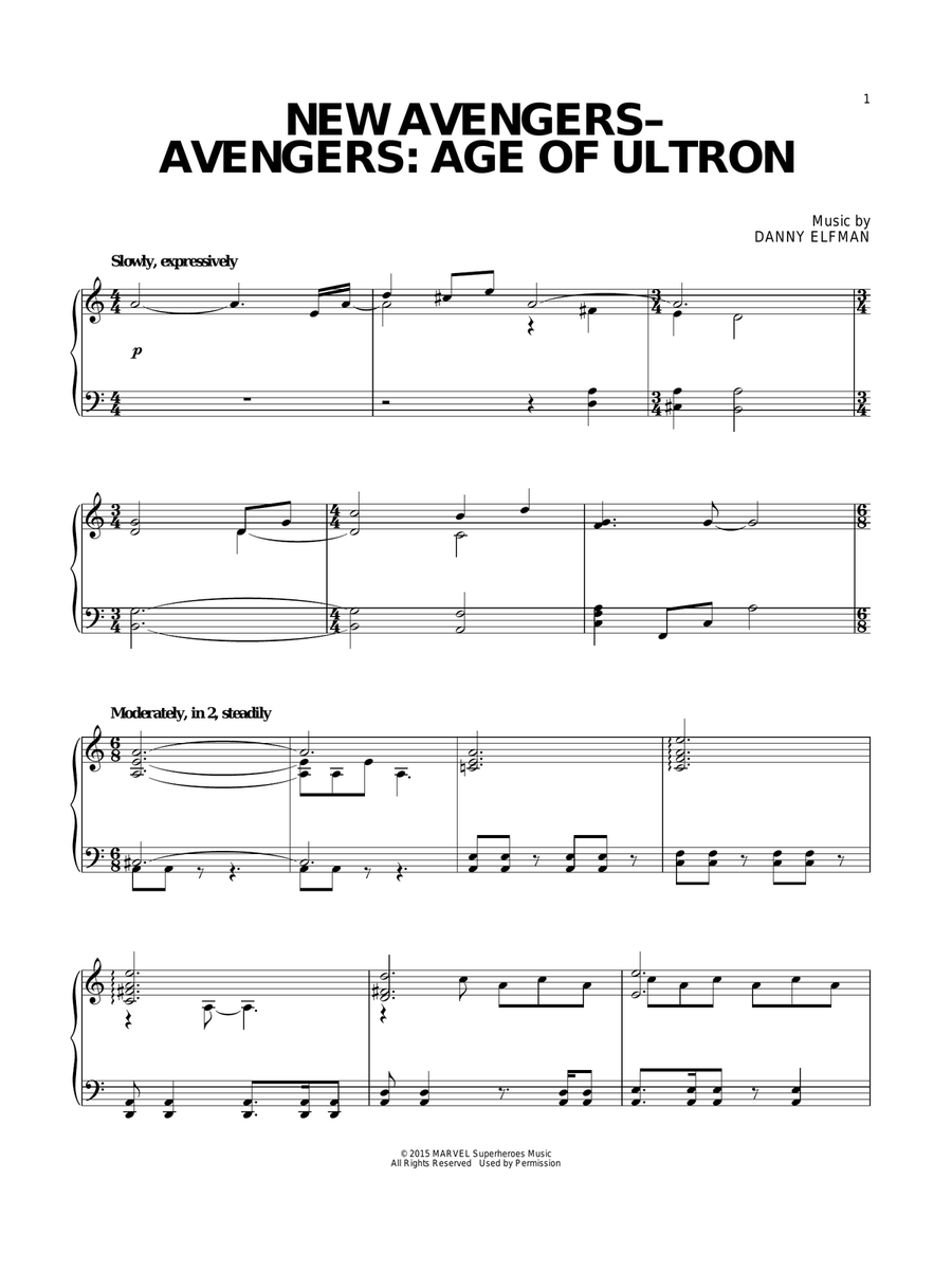 New Avengers - Avengers: Age of Ultron Piano Solo scores gallery preview page 1