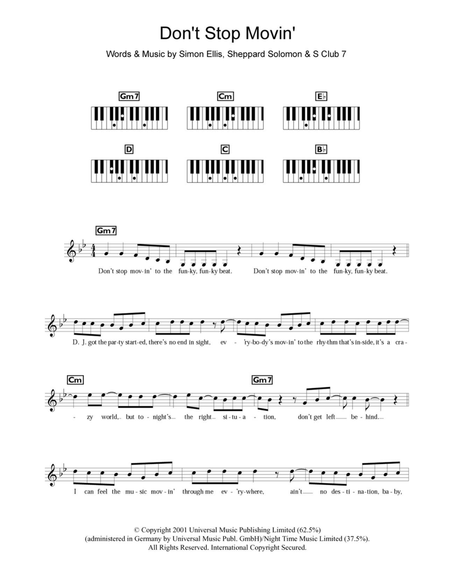 Don't Stop Movin' Piano scores gallery preview page 1