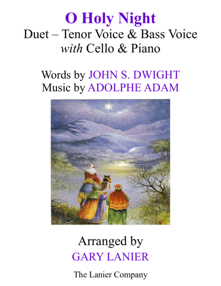 O HOLY NIGHT (Duet - Tenor Voice, Bass Voice with Cello & Piano - Score & Parts included) image number null