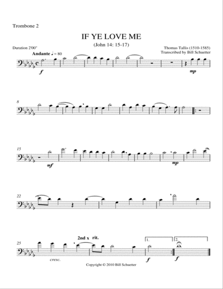 If Ye Love Me Trombone Quartet scores gallery preview page 3