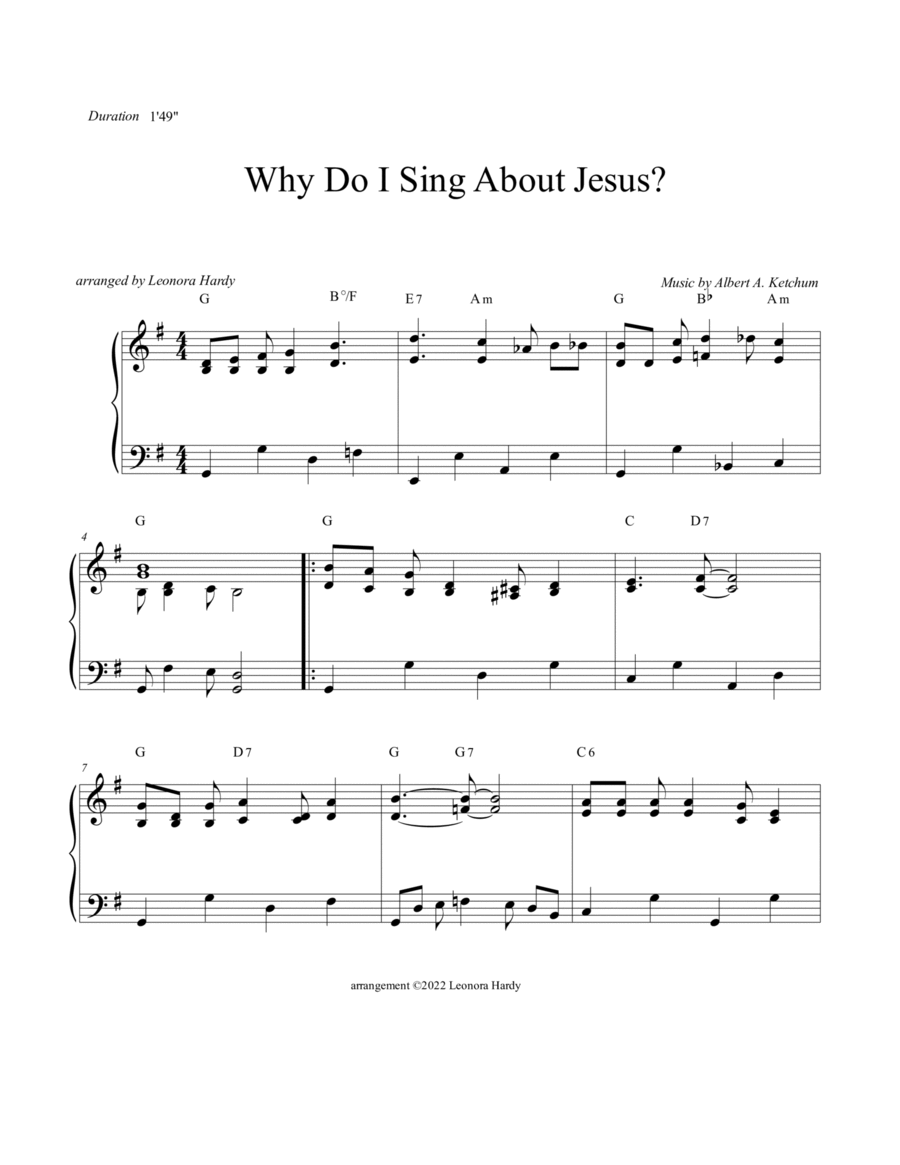 Why Do I Sing About Jesus Ragtime Piano, Vocal, Guitar scores gallery preview page 1