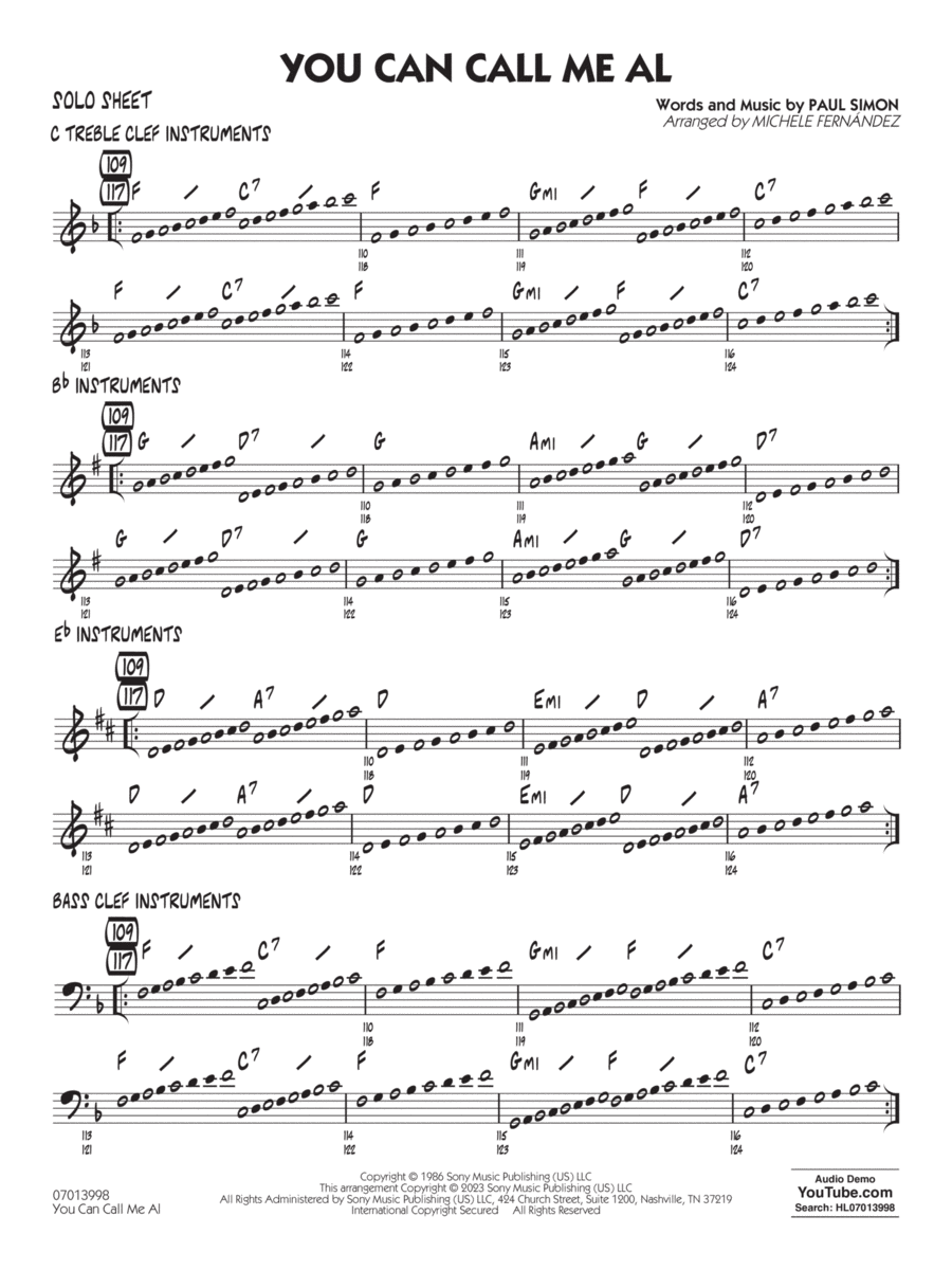 You Can Call Me Al (arr. Michele Fernández) - Solo Sheet Jazz Ensemble scores gallery preview page 1