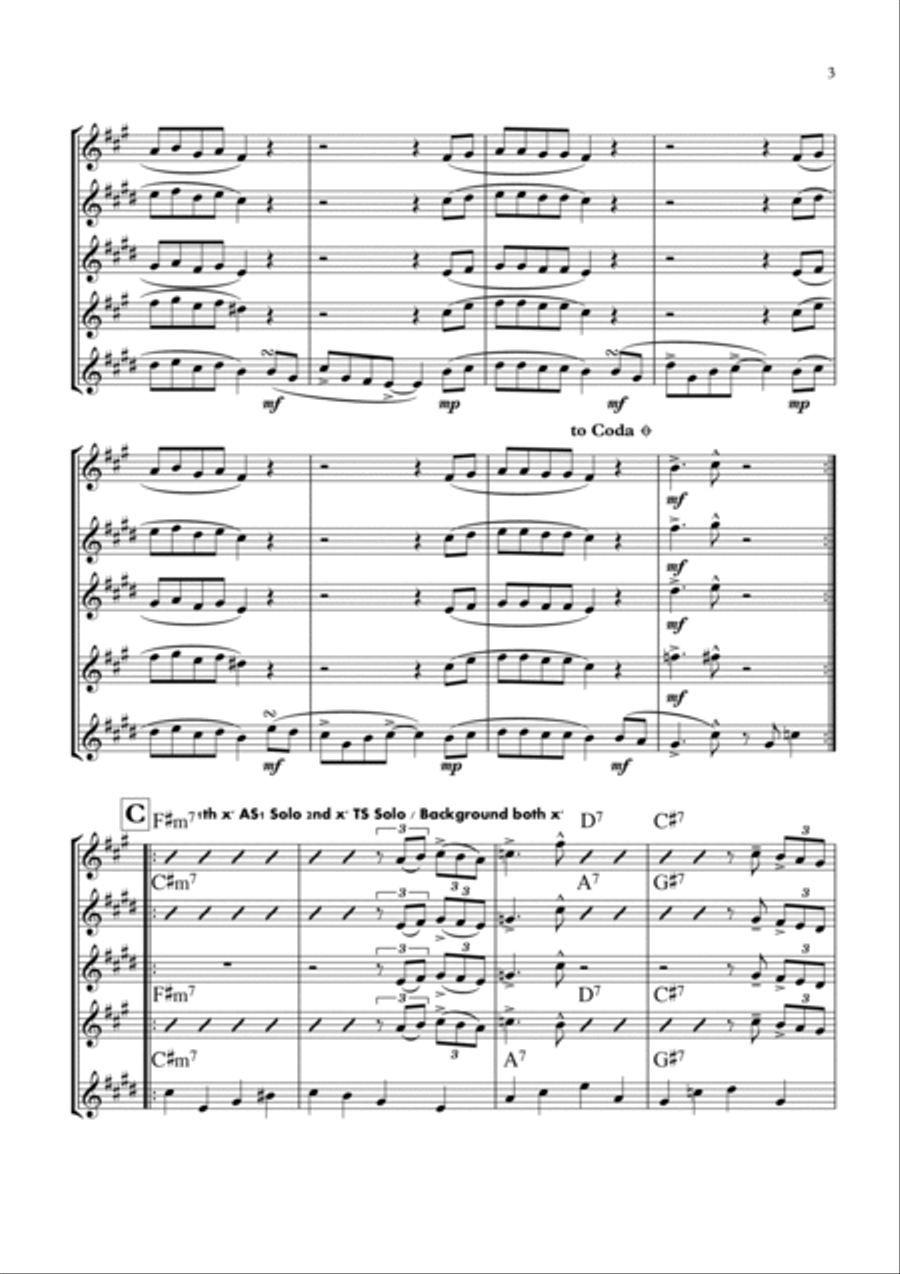 Minnie The Moocher Saxophone Quartet scores gallery preview page 3