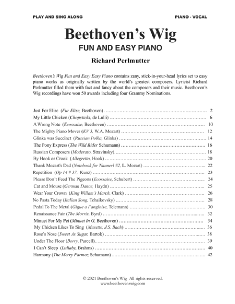 Beethoven's Wig - Fun and Easy Piano Voice scores gallery preview page 2