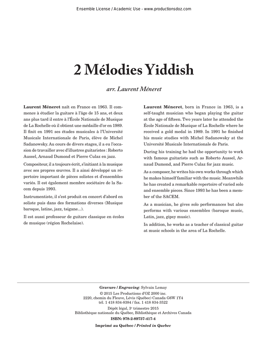 2 Mélodies Yiddish Guitar Ensemble scores gallery preview page 1