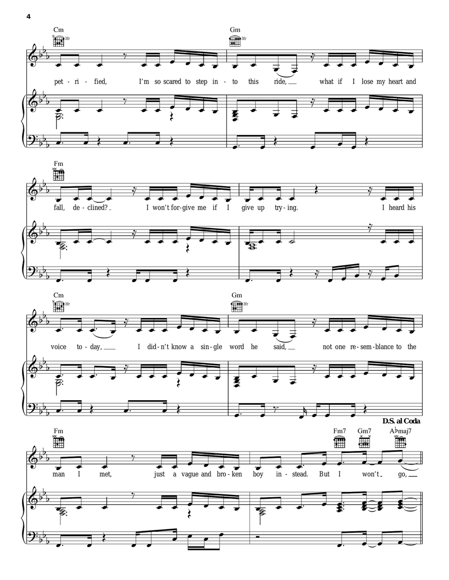 He Won't Go Piano, Vocal, Guitar scores gallery preview page 4
