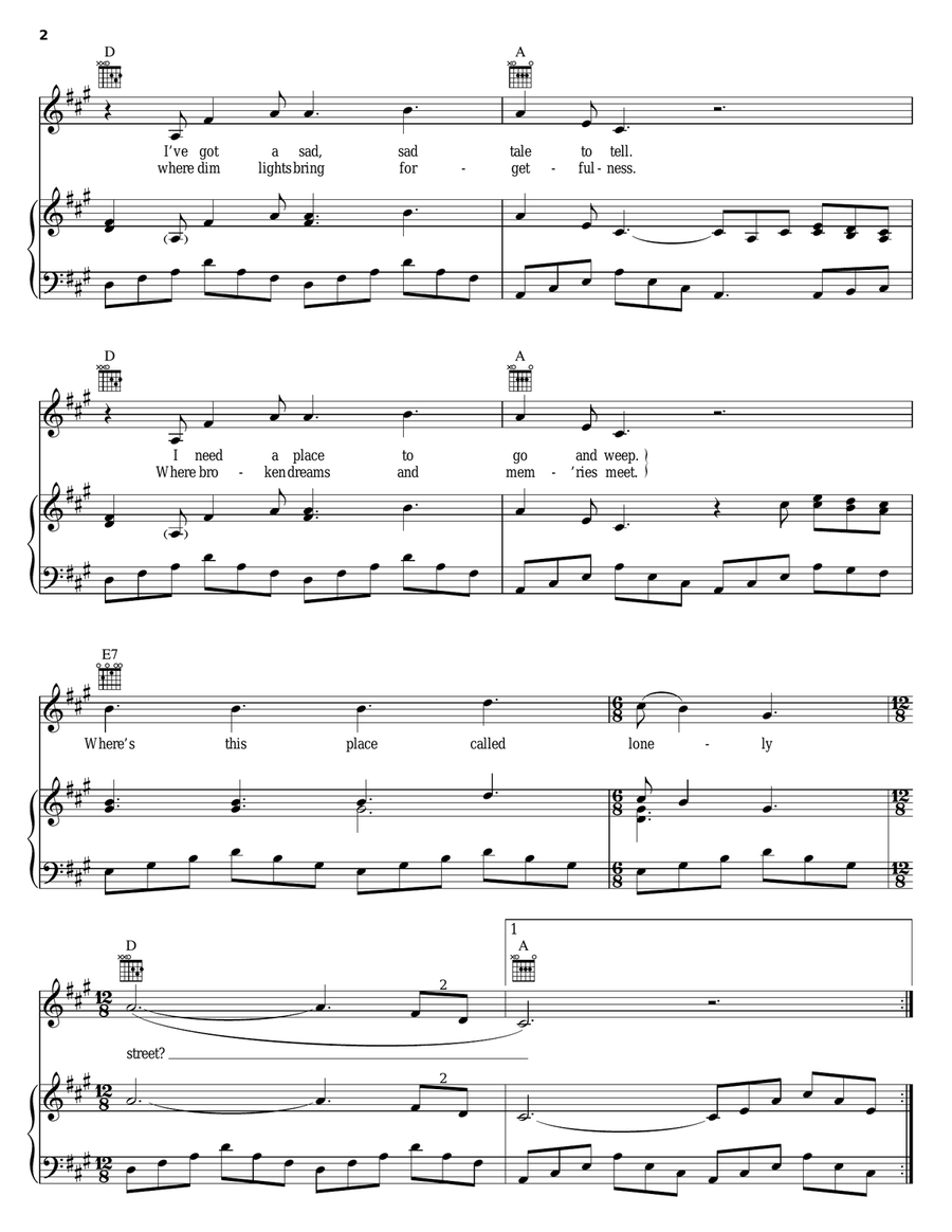 Lonely Street Piano, Vocal, Guitar scores gallery preview page 2