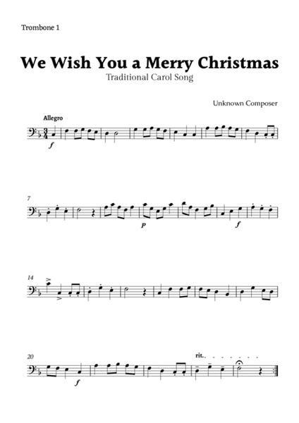 We Wish you a Merry Christmas for Trombone Duet with Chords image number null