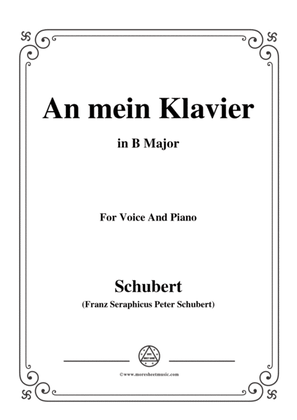 Book cover for Schubert-An mein Klavier,in B Major,for Voice&Piano