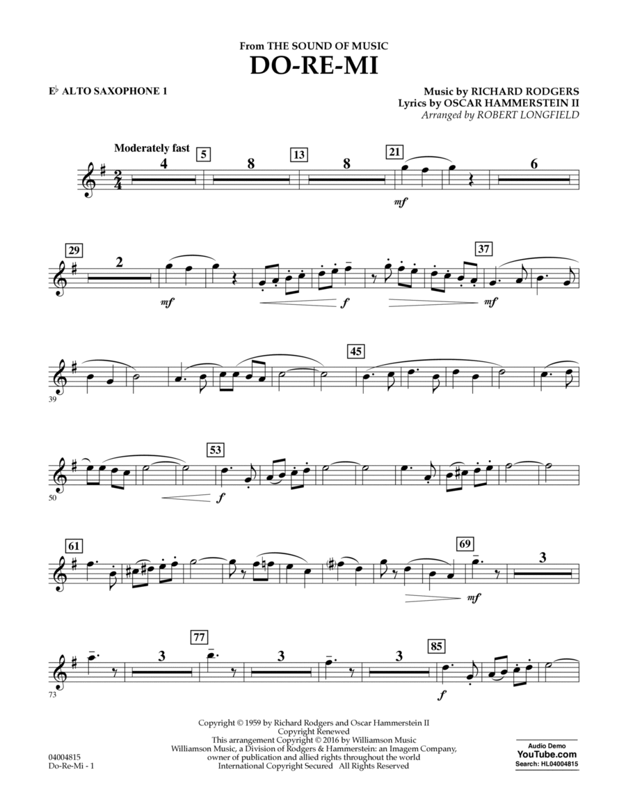 Do-Re-Mi (from The Sound of Music) - Eb Alto Saxophone 1