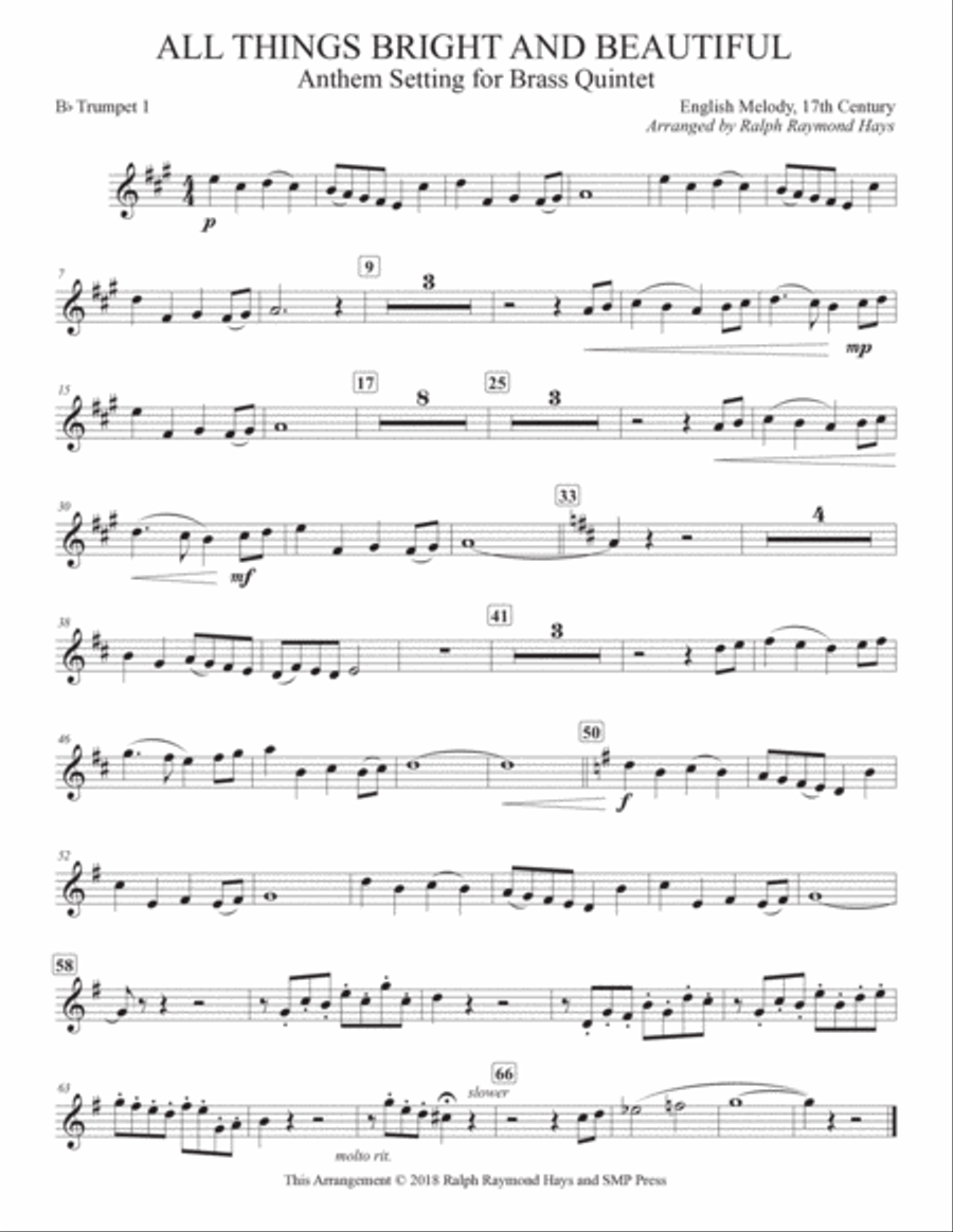 All Things Bright and Beautiful (for brass quintet) image number null