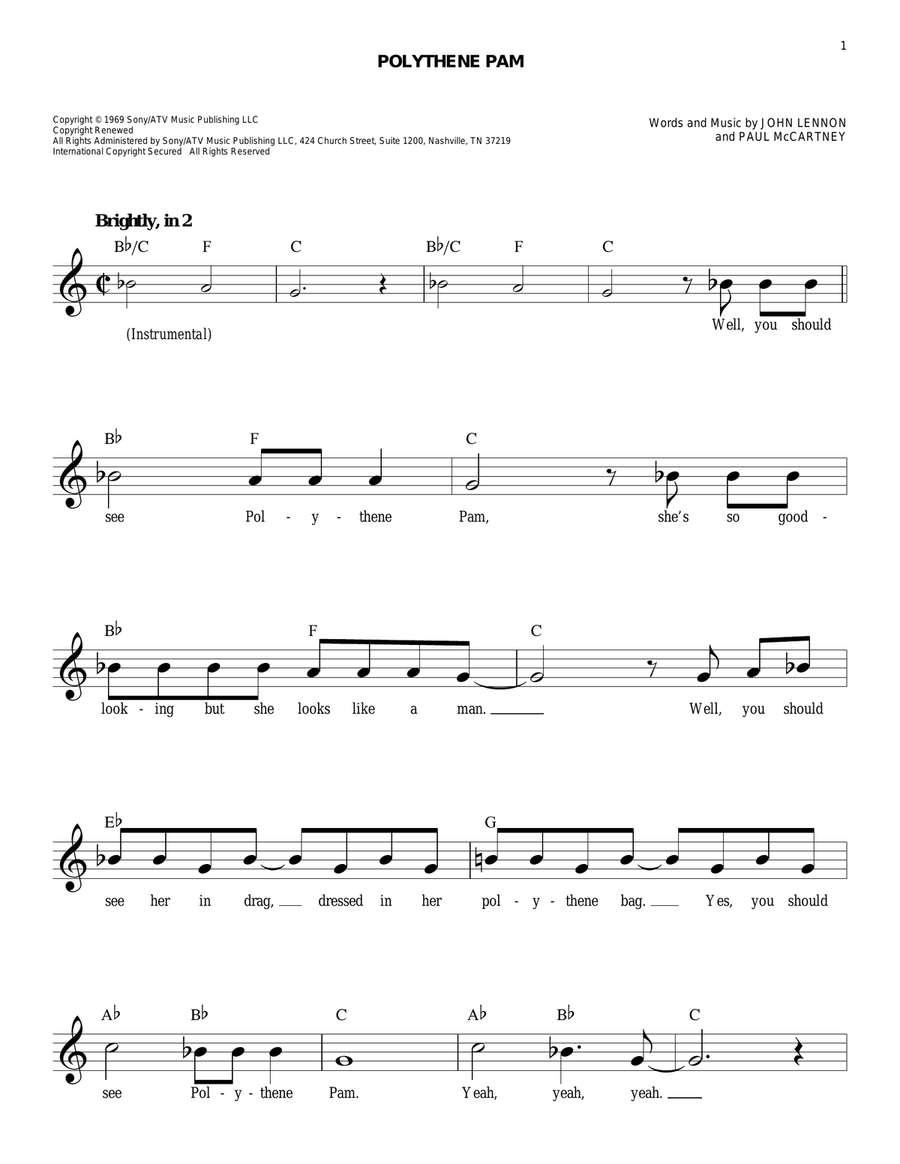 Polythene Pam Piano scores gallery preview page 1