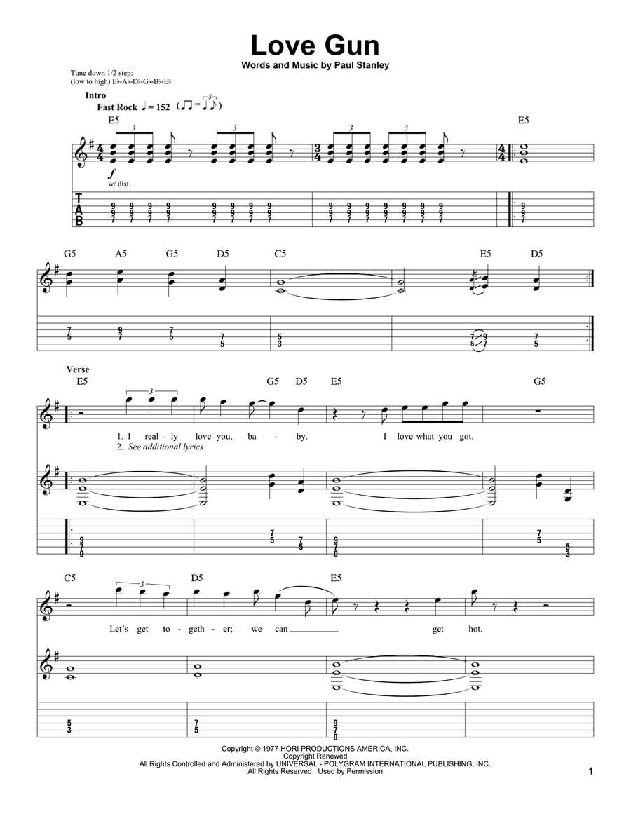 Love Gun Love Gun Acoustic Guitar scores gallery preview page 1