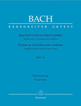 Book cover for Praise ye God thruout creation, BWV 51