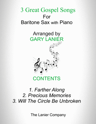 3 GREAT GOSPEL SONGS (for Baritone Sax with Piano - Instrument Part included)