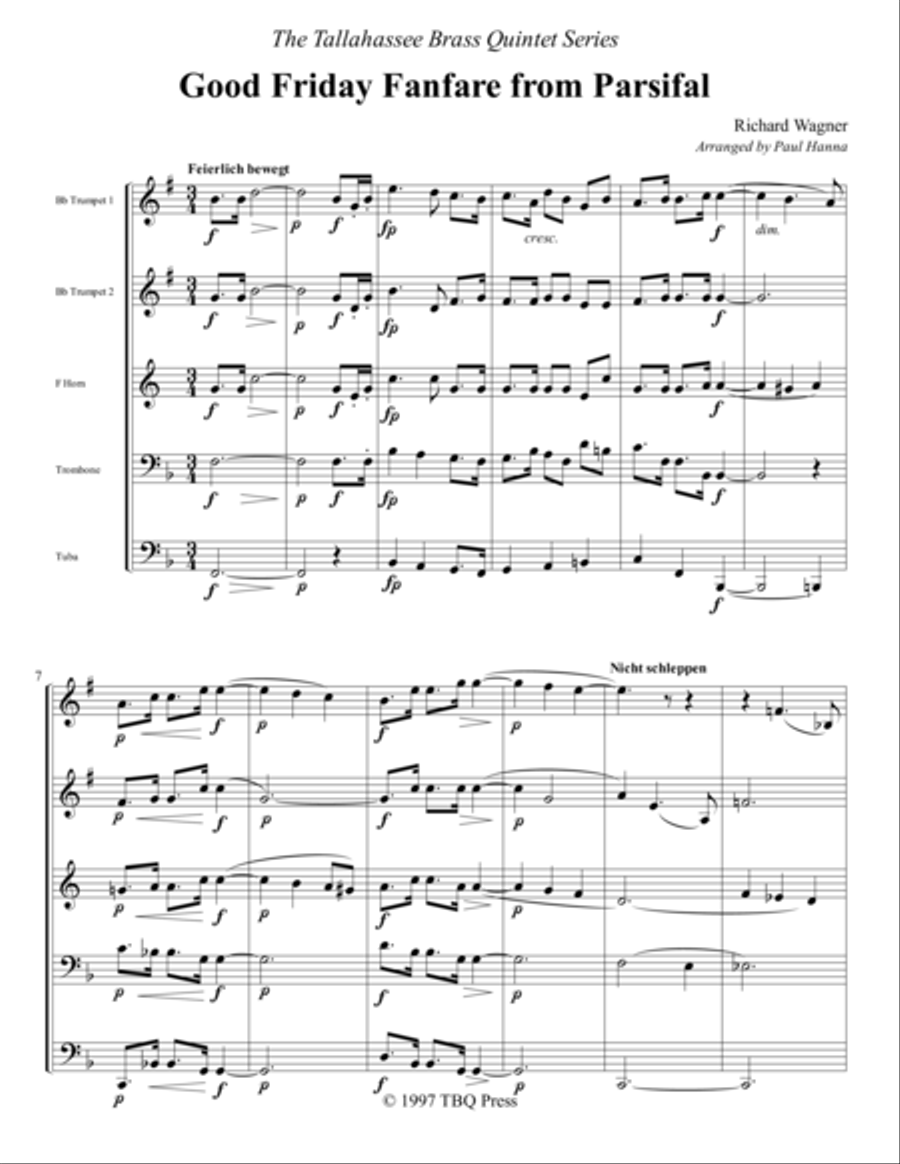 Good Friday Music from Parsifal Brass Ensemble scores gallery preview page 4