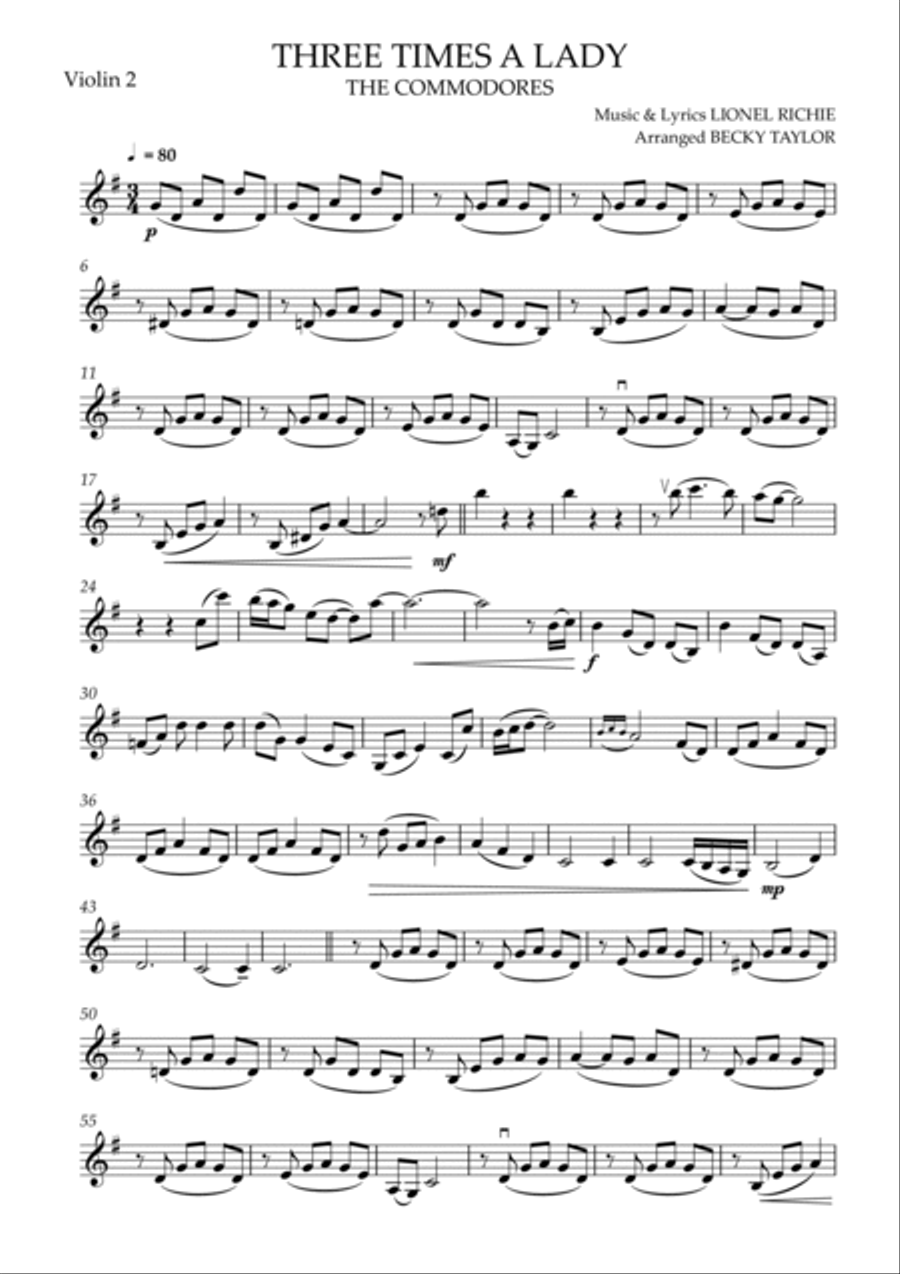 Three Times A Lady String Quartet scores gallery preview page 3