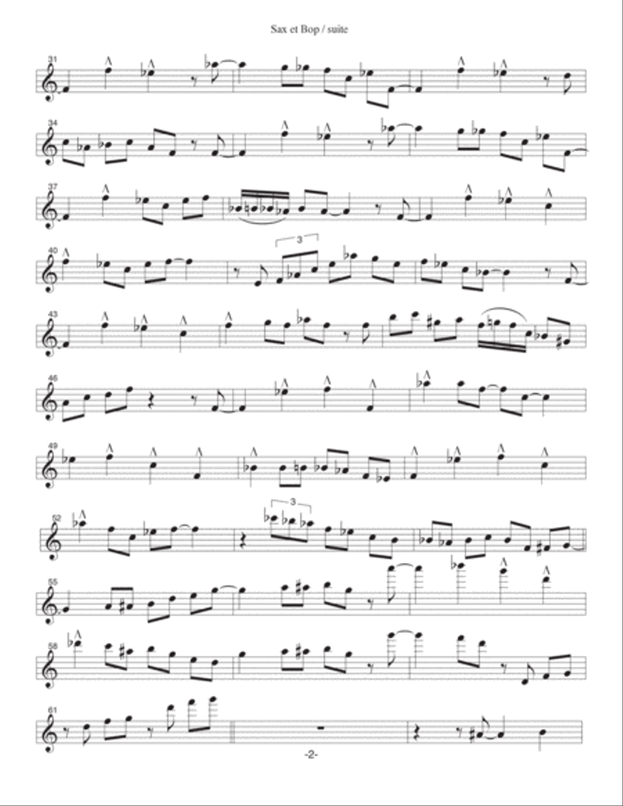 Sax et Bop (Suite jazz pour saxophone seul) Alto Saxophone scores gallery preview page 2