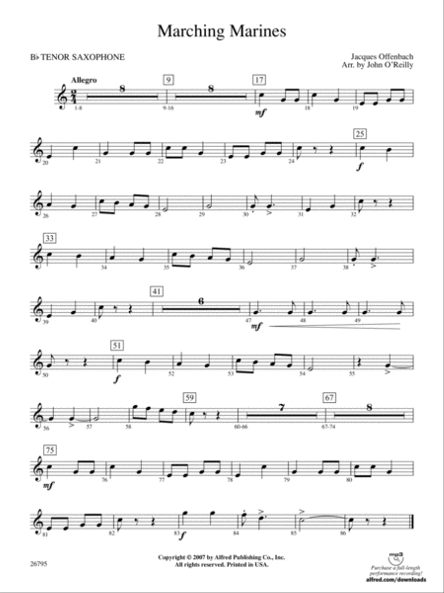Marching Marines: B-flat Tenor Saxophone Concert Band scores gallery preview page 1