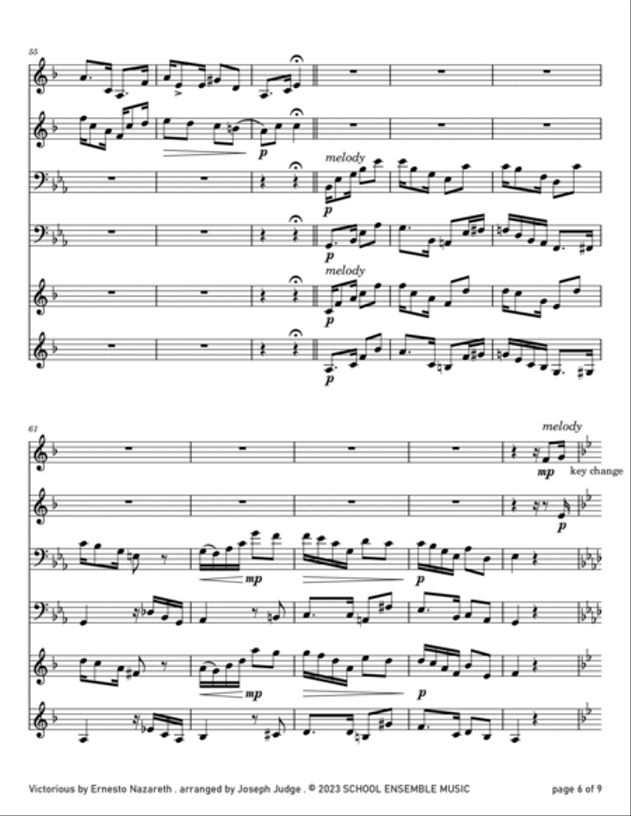 Victorious by Nazareth for Brass Quartet in Schools Brass Quartet scores gallery preview page 6