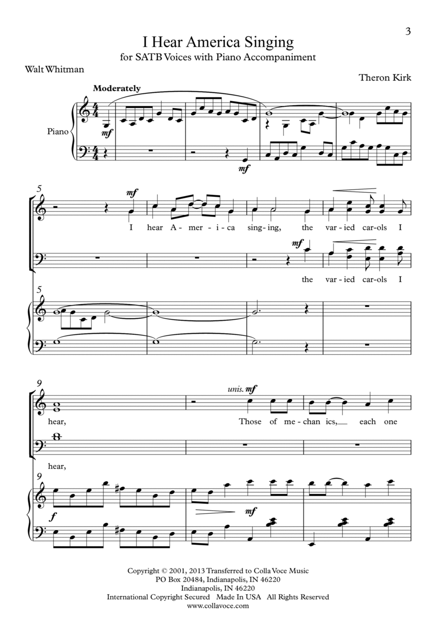 I Hear America Singing I Hear America Singing 4-Part scores gallery preview page 1