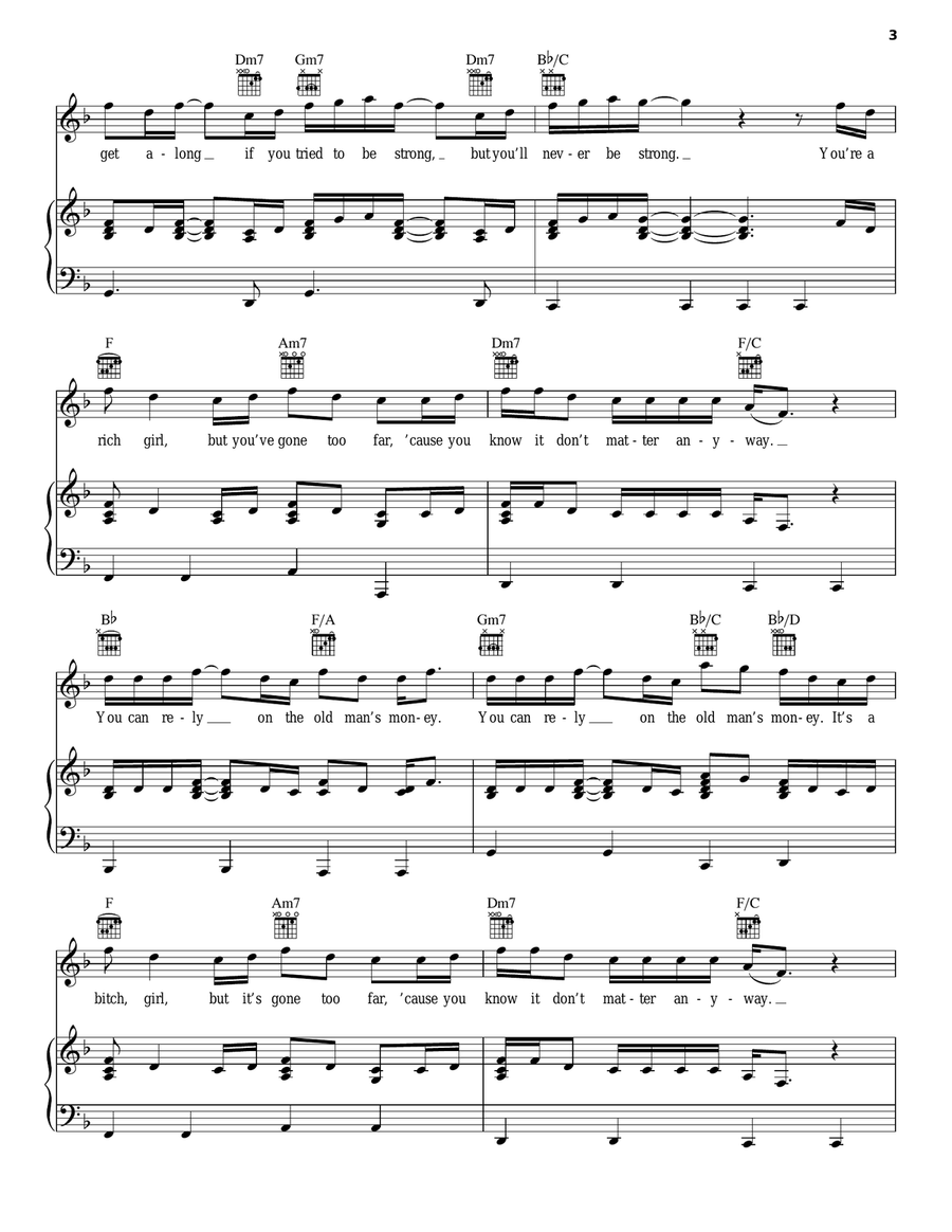 Rich Girl Piano, Vocal, Guitar scores gallery preview page 3