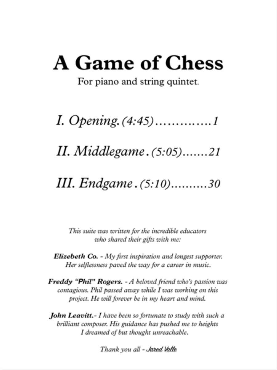 A game of chess String Quintet scores gallery preview page 2