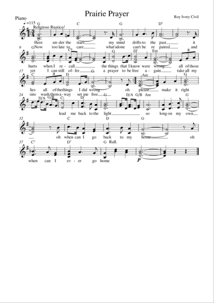 Prairie Prayer Prairie Prayer Voice scores gallery preview page 1