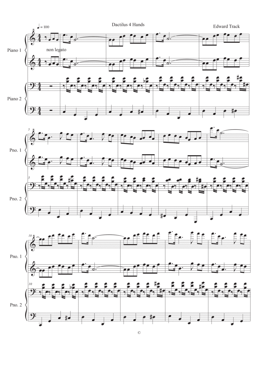 Dactilus, cheerfull 4 hand piano piece Piano Accompaniment scores gallery preview page 1